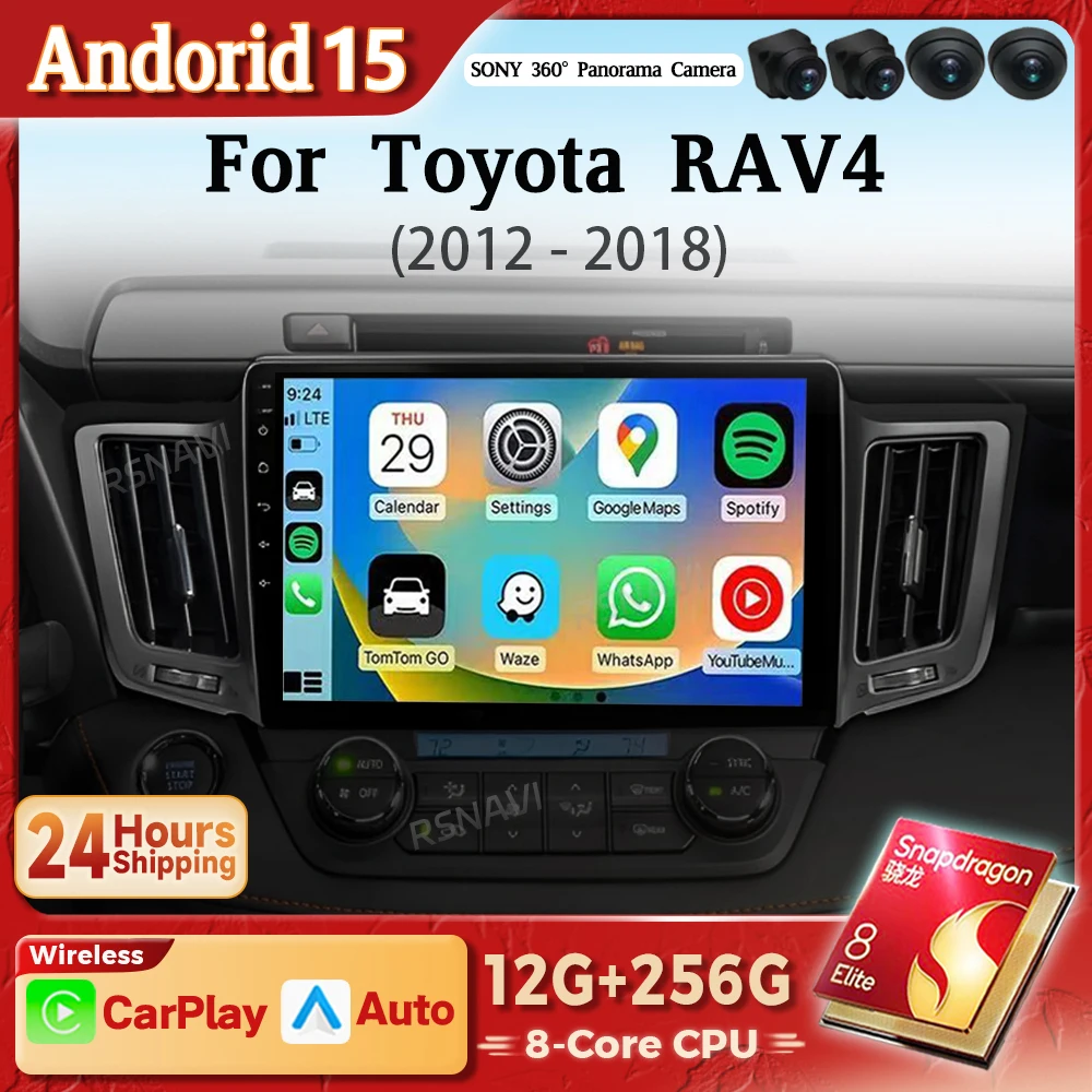 Autoradio Android 15 con CarPlay para Toyota RAV4 2012-2018