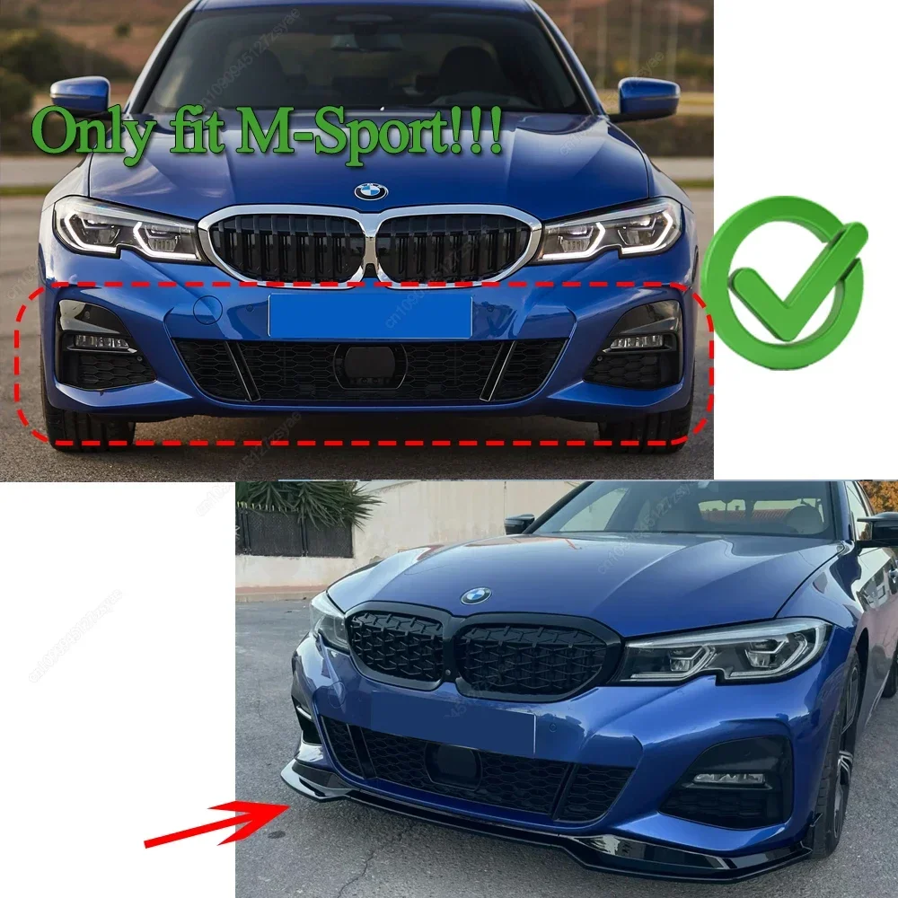 3 uds para BMW G20 G21 320i 330i M340i xDrive m-sport 2019-2022 difusor de labio de parachoques delantero divisor alerón ABS kits de carrocería sintonización
