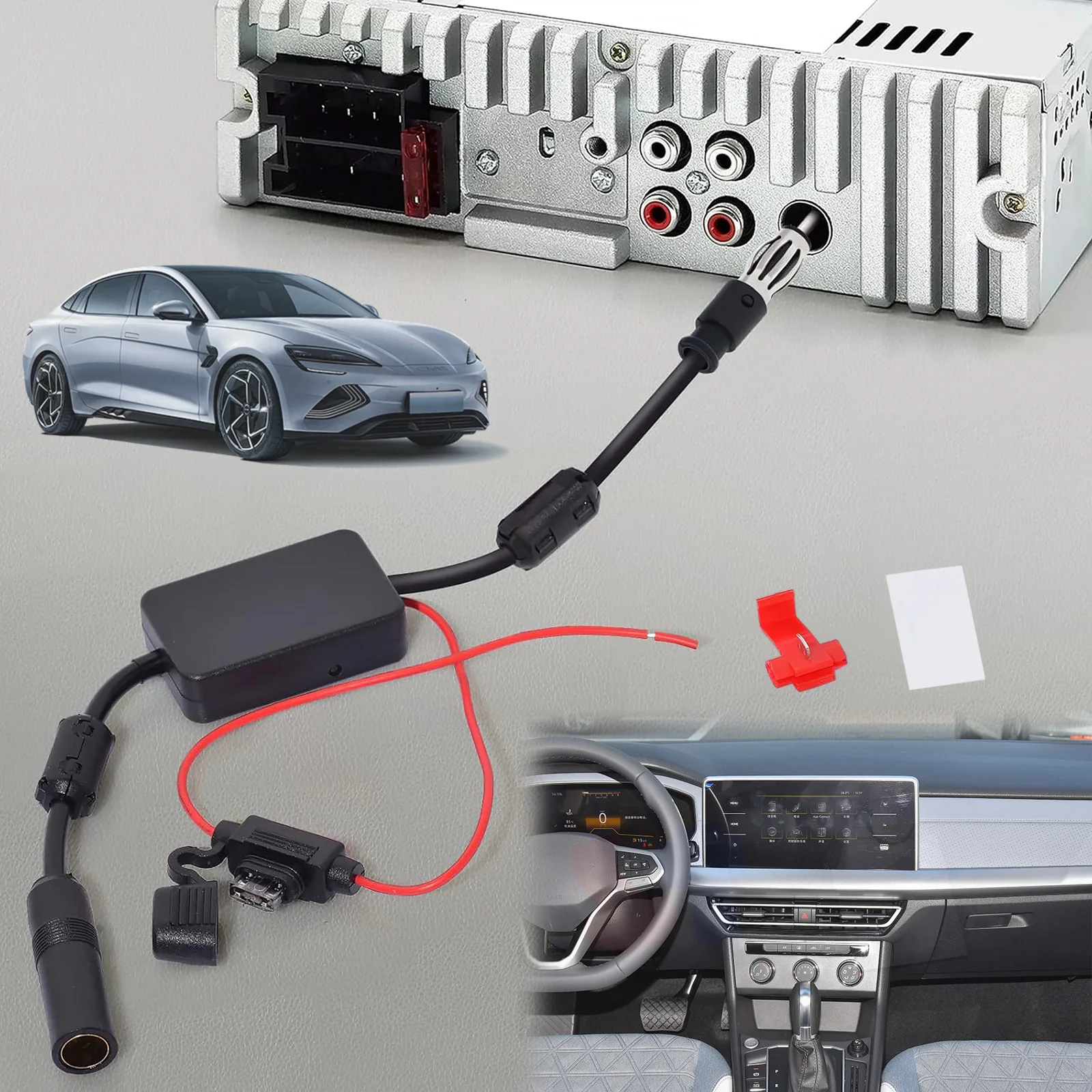 Amplificador FM universal 12V con antena antiinterferencias para coche - imagen 4