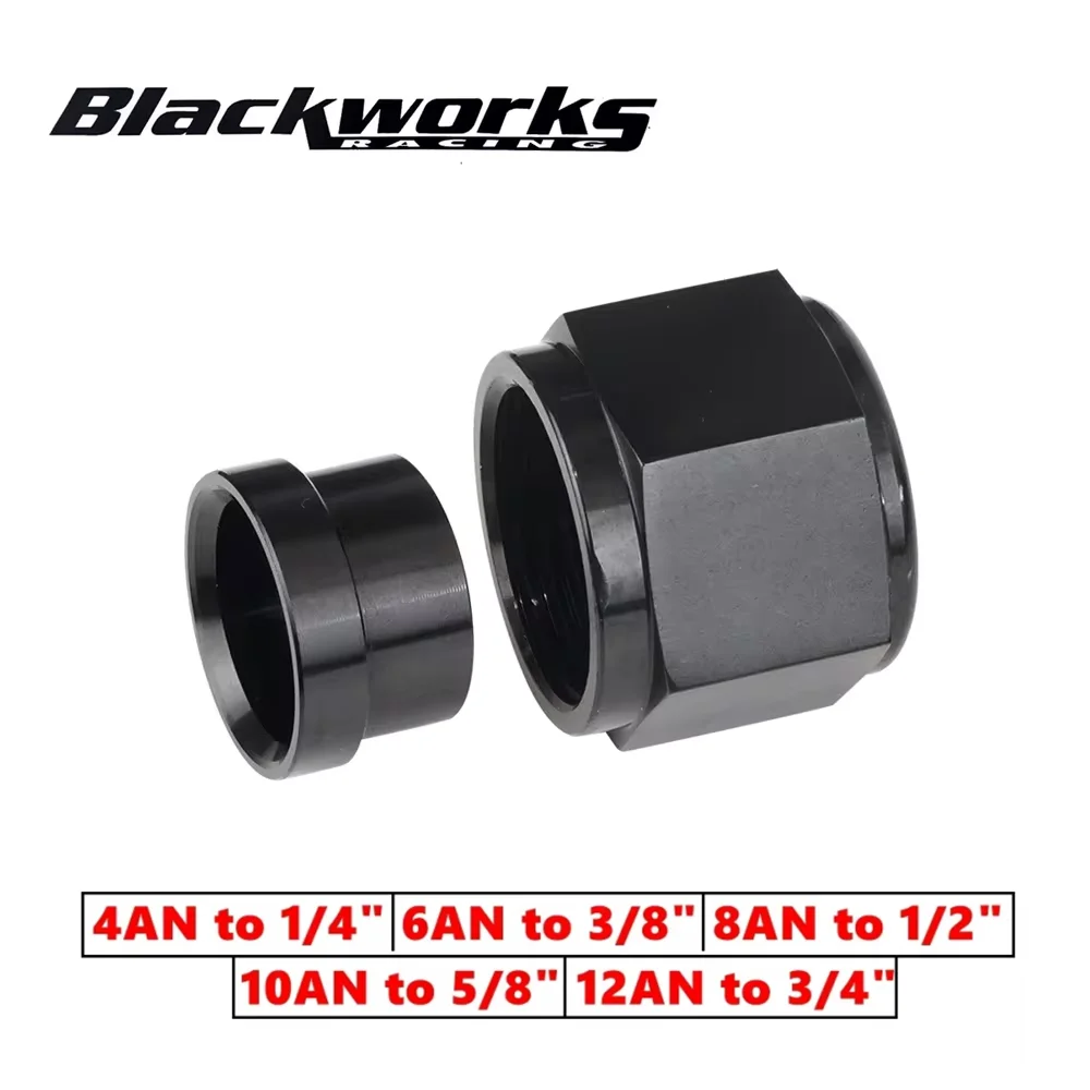 Racores rectos AN4-AN12 para manguera, aluminio anodizado negro