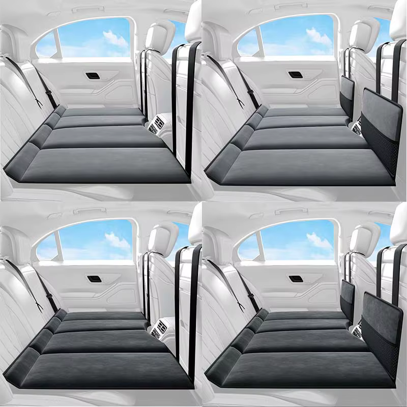 Cama plegable portátil para coche de color negro y gris