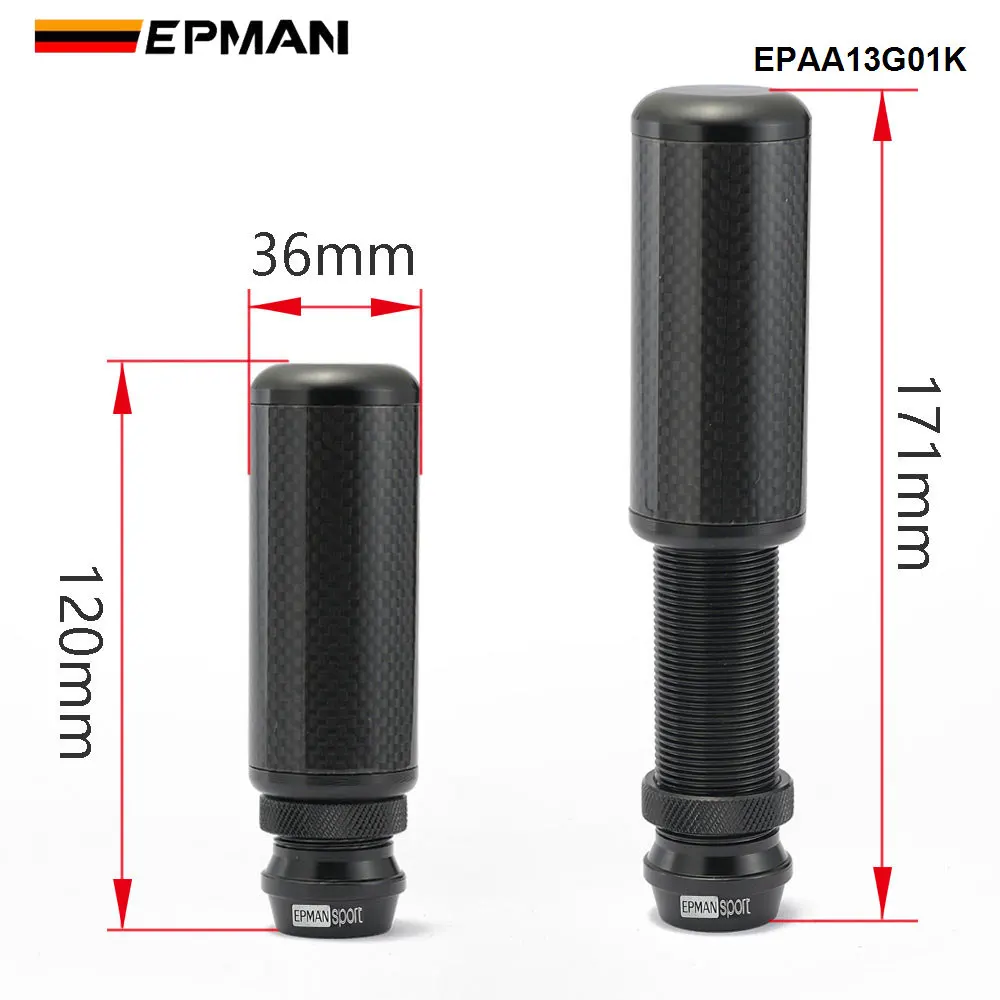 Perilla de cambio EPMAN Fibra de Carbono Ajustable Rosca M8-M12 - imagen 2