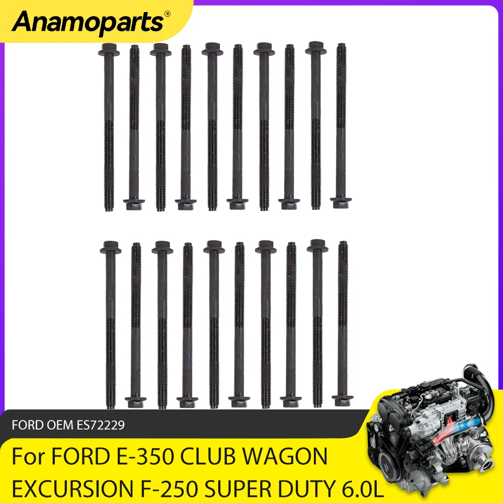 Juego de pernos de culata de motor para Ford E350, E350, Excursion, F250, F350, F450, F550, Super Duty, 6.0L, V8, Diesel, ES72229, 6,0 L