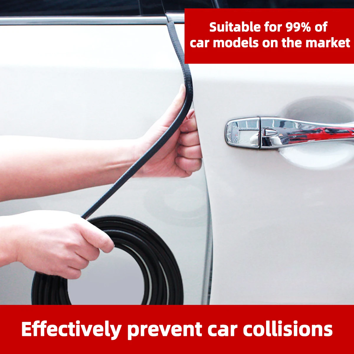Tira decorativa anticolisión para coche de 5m, protección universal en forma de U, sello lateral de puerta, placa de acero integrada, tira anticolisión - imagen 3