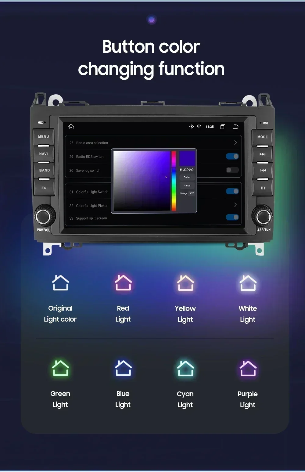 Hizpo 8 "pantalla Multimedia Android para Mercedes Benz B200 Sprinter W906 W639 AB clase W169 W245 Viano Vito coche Auto Radio 8 + 128G - imagen 5