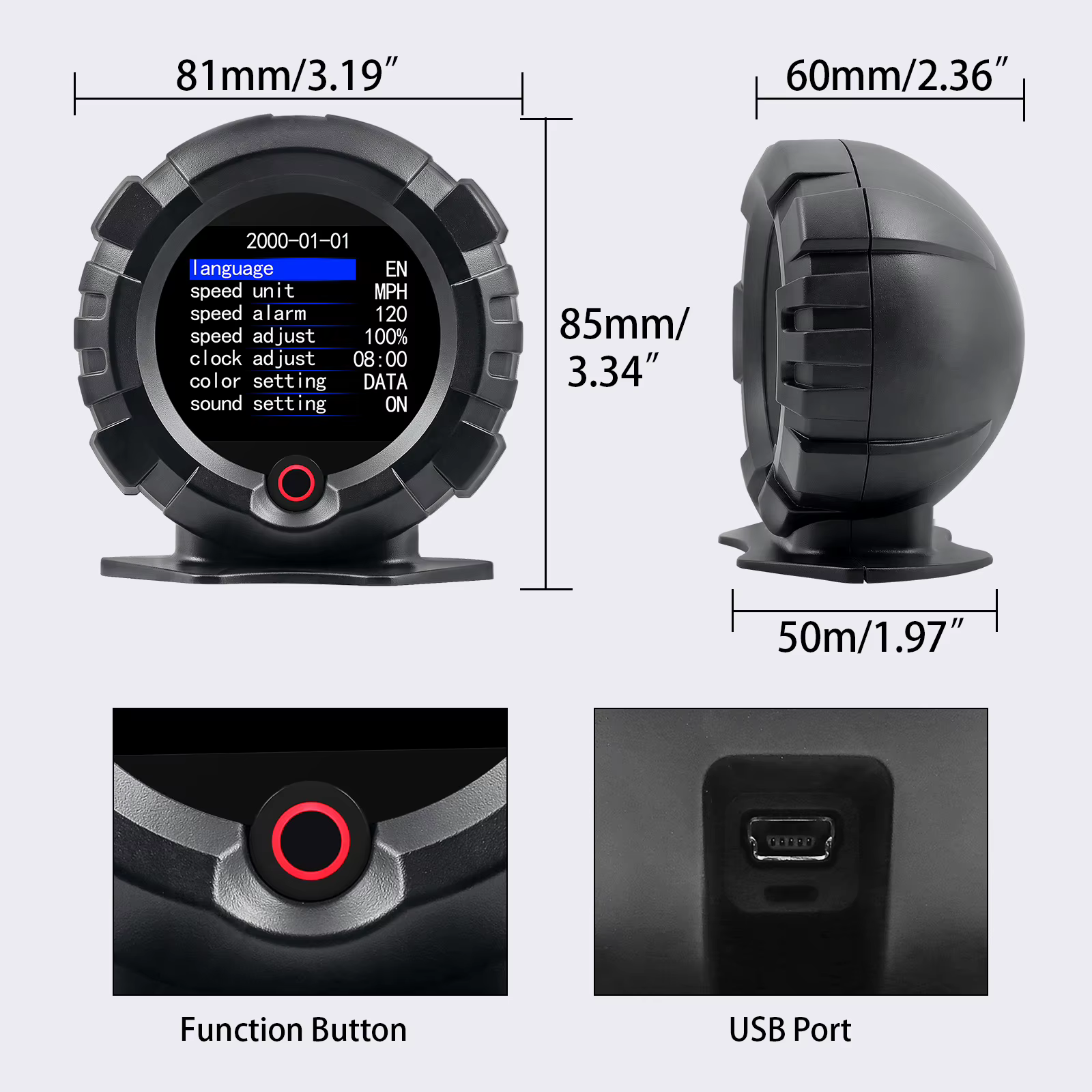 Velocímetro GPS/OBD X95 con pantalla frontal y medidor de pendiente - imagen 5