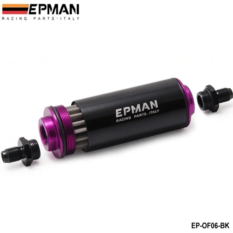 EPMAN AN6 Filtro de combustible aluminio racing acero inoxidable - imagen 2