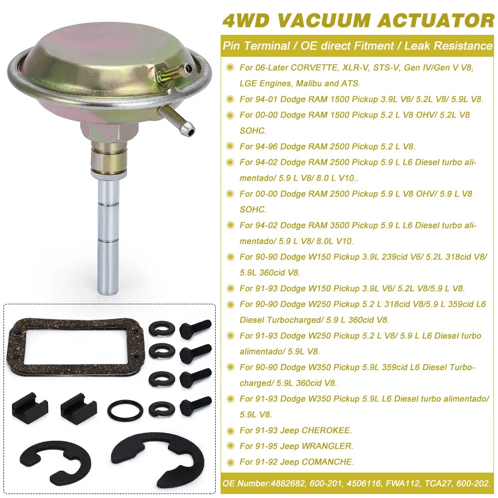 Actuador vacío 4WD eje delantero Dodge Ram 1500 2500 3500 Jeep - imagen 2