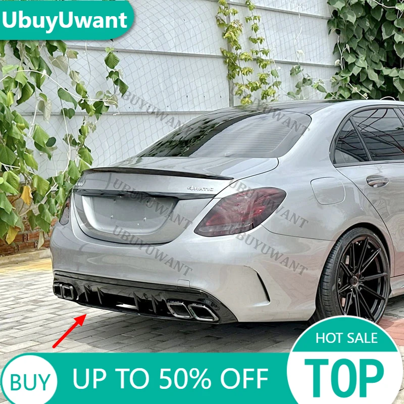 Para Mercedes Benz Clase C W205 C43 C63 labio trasero de cuatro puertas difusor de parachoques trasero divisor trasero alerón