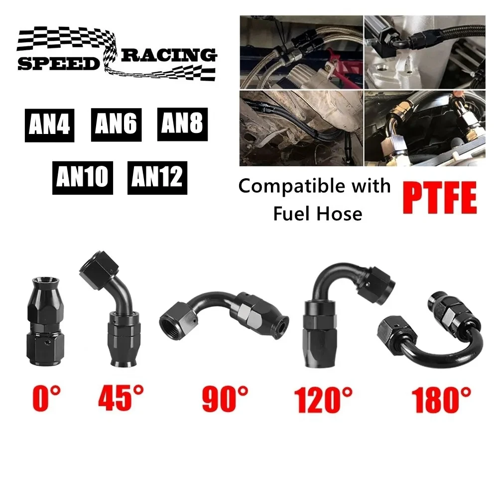 Kit adaptador AN recto/ángulo para manguera PTFE