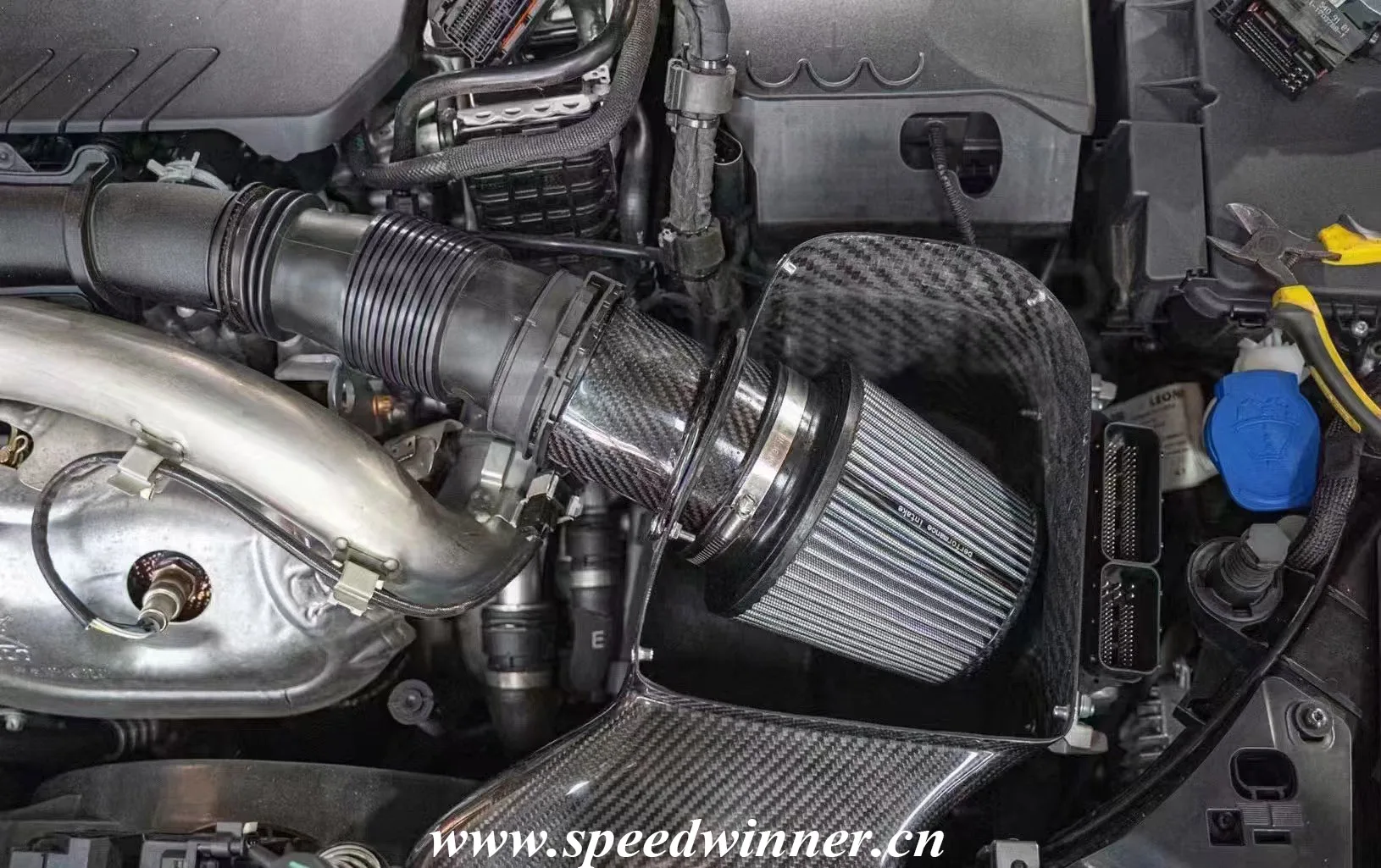 Sistema de admisión de aire SpeedWinner, Kit de admisión de fibra de carbono 100% seca, fuelle frío para Mercedes BENZ AMG A35 W177 A35L CLA35 M260 2,0 T - imagen 5