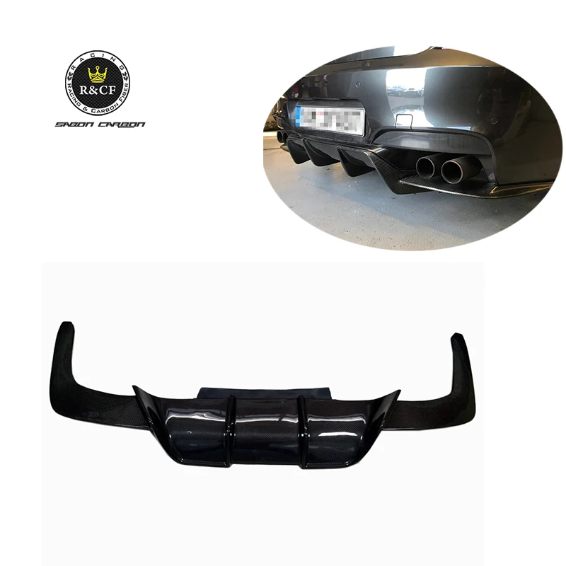 Difusor de labio de parachoques trasero de fibra de carbono estilo Vor para BMW F06 F12 F13 M6 Coupe Sedan 2014-2017 recortes de escape nueva condición