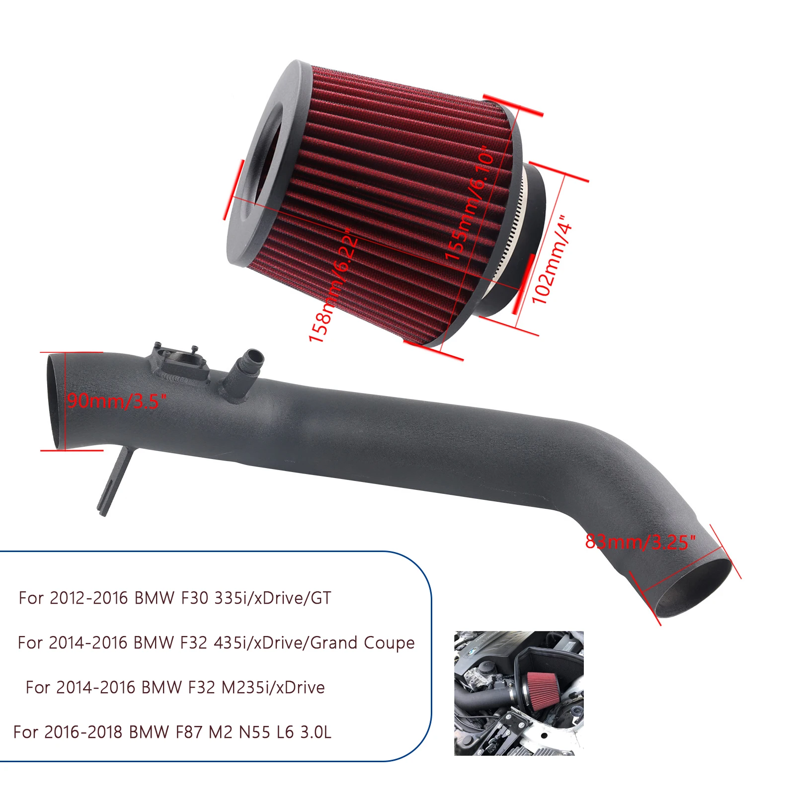 Tubo de admisión turbo N55 3.0L – BMW 335i, 435i, M2 y M235i F30 F32 - imagen 5