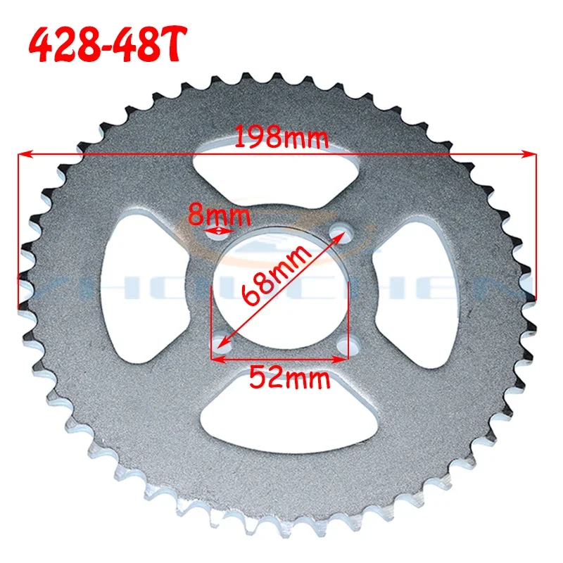 Corona trasera para ATV, quad y pit bike con cadena 420/428 - imagen 2