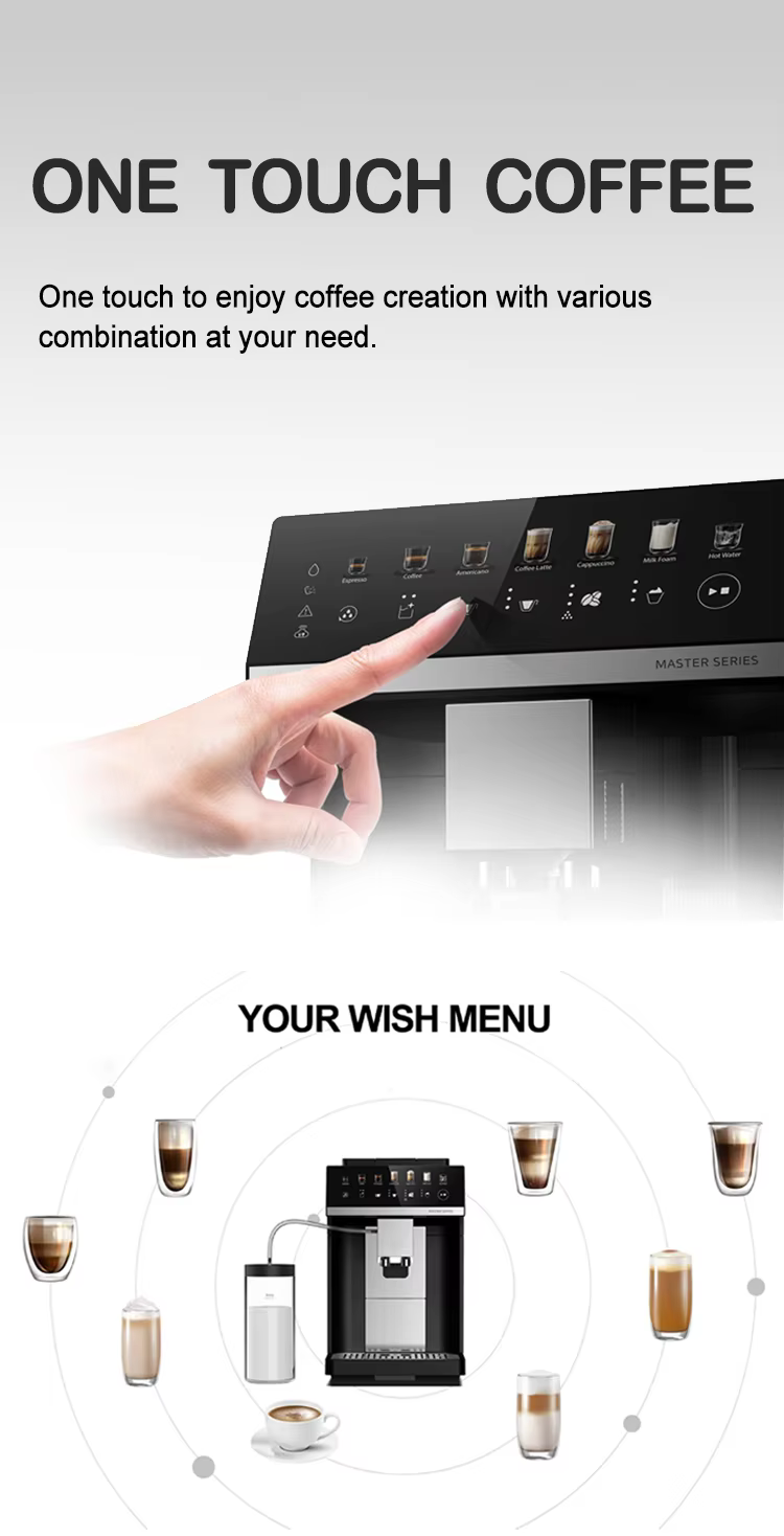 Panel y salidas independientes de la cafetera automática