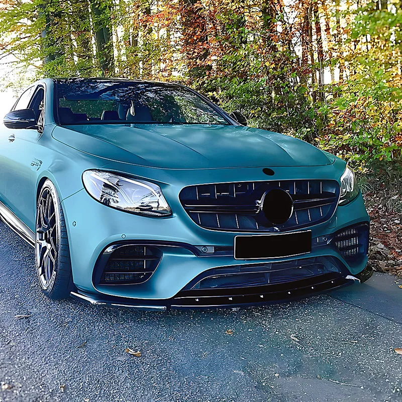 Para Mercedes Benz Clase E W213 E63 AMG 2016-2020 negro carbono coche parachoques delantero labio divisor difusor cuerpo Kit alerón embellecedor - imagen 4