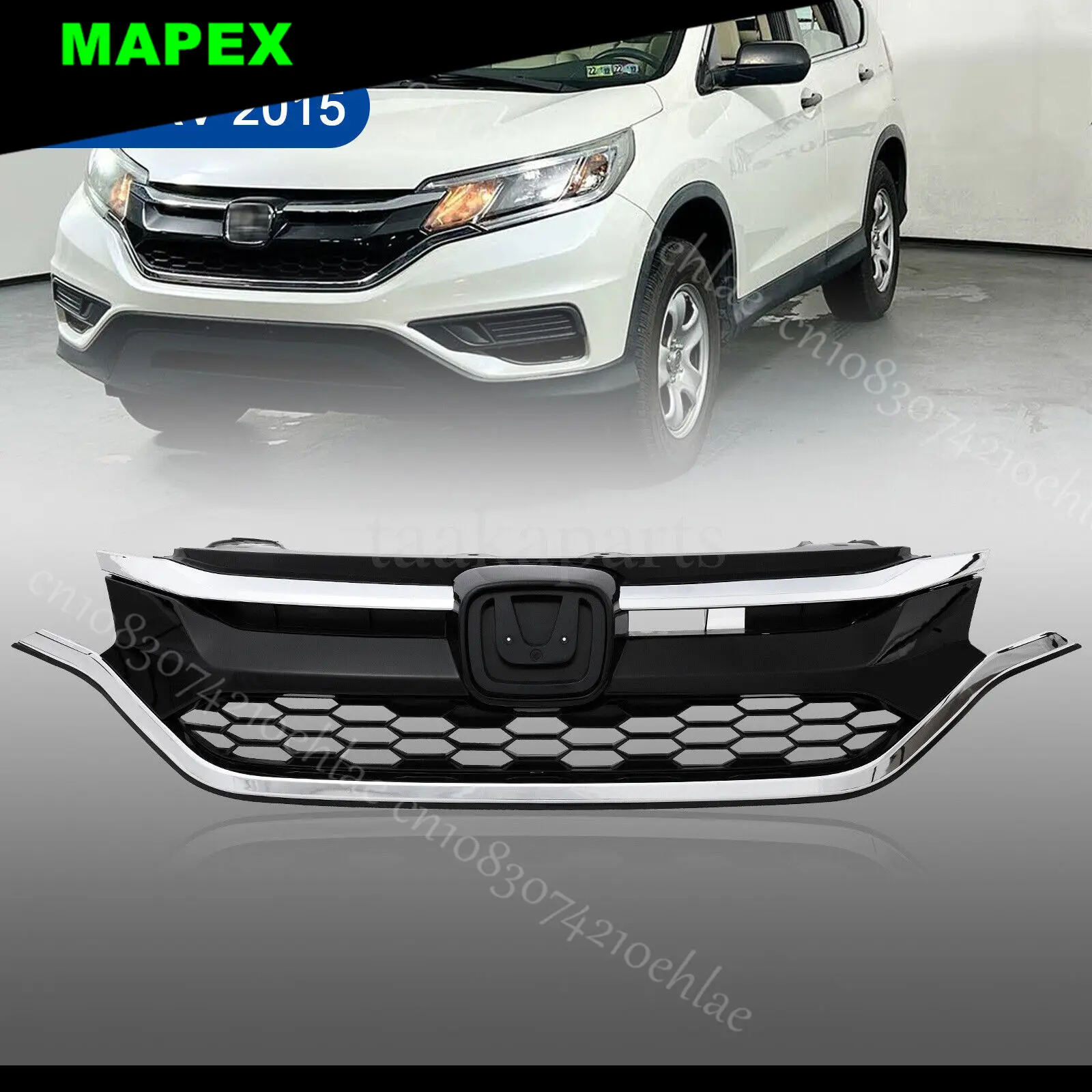 Parrilla delantera cromada de panal para Honda CR-V 2015-2016