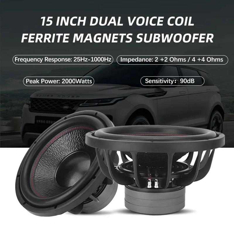 Zeming-Subwoofer de cono de papel de 15 pulgadas, bobina de voz doble, imanes triples de impedancia de 4 Ohm, altavoz de graves de Audio para coche - imagen 5