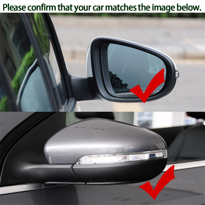 Vista frontal del espejo retrovisor calefactado