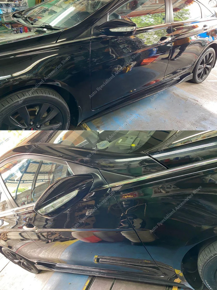 Faldones laterales estilo bodykit para Hyundai Sonata 6th, acabado negro brillante