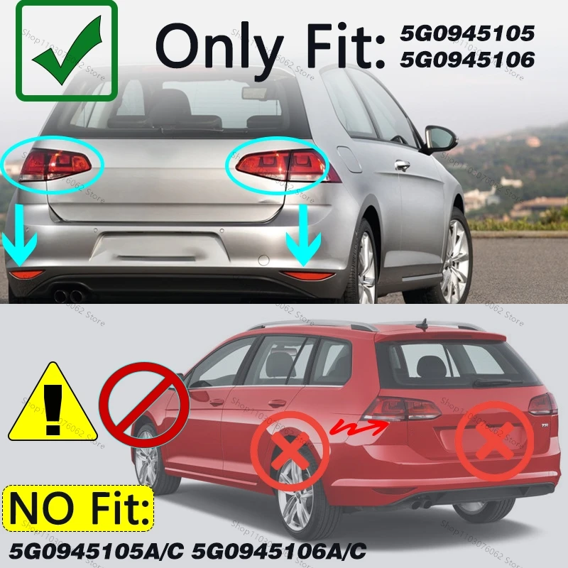 Reflectores paragolpes traseros rojos 5GG945105/106 – VW Golf 7 - imagen 2