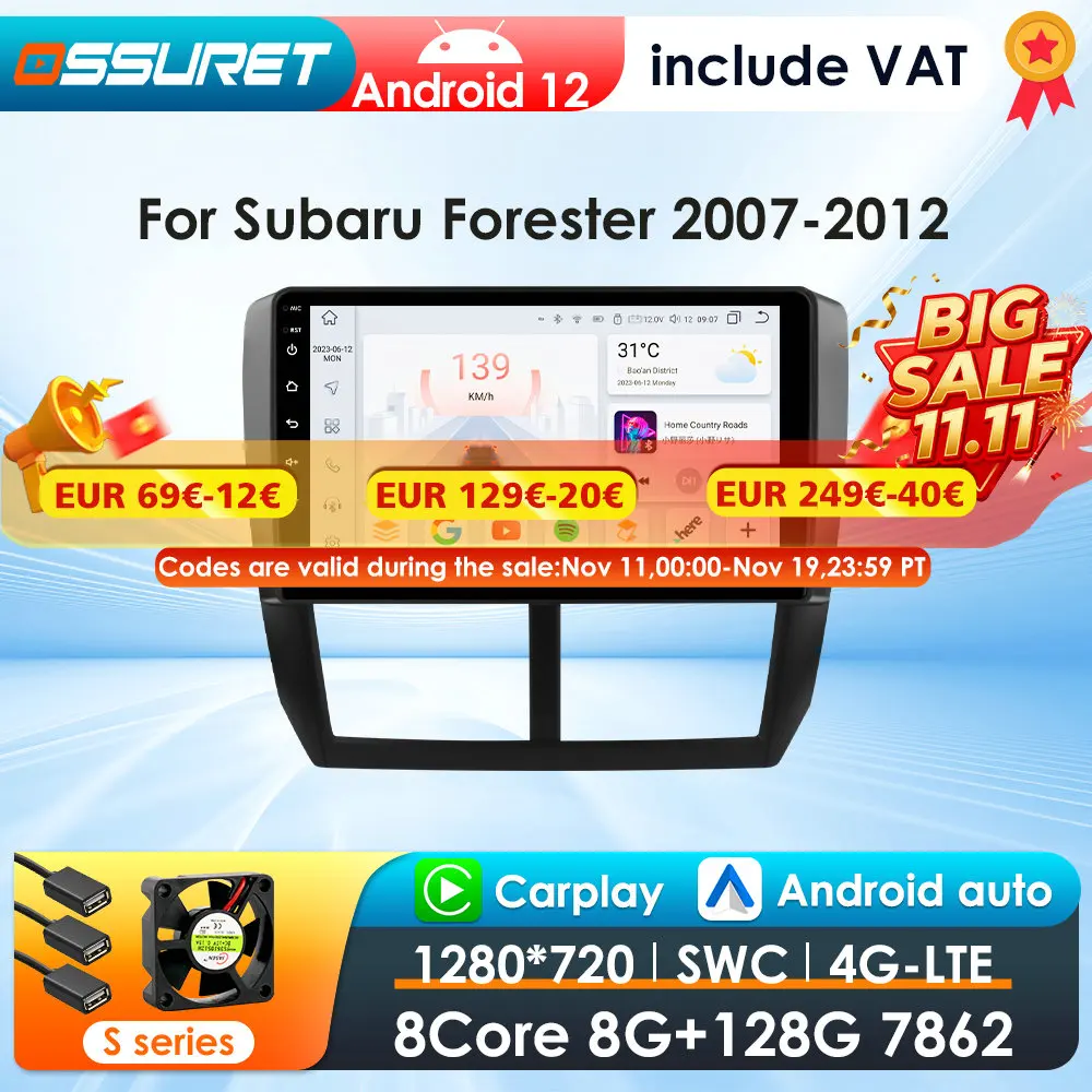 Radio 2DIN Android con GPS y CarPlay para Subaru Impreza/Forester