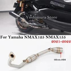 Slip On para Yamaha NMAX 125 155 NMAX125 NMAX155 2021 2022 Escape de motocicleta tubo de conexión medio delantero de motocicleta