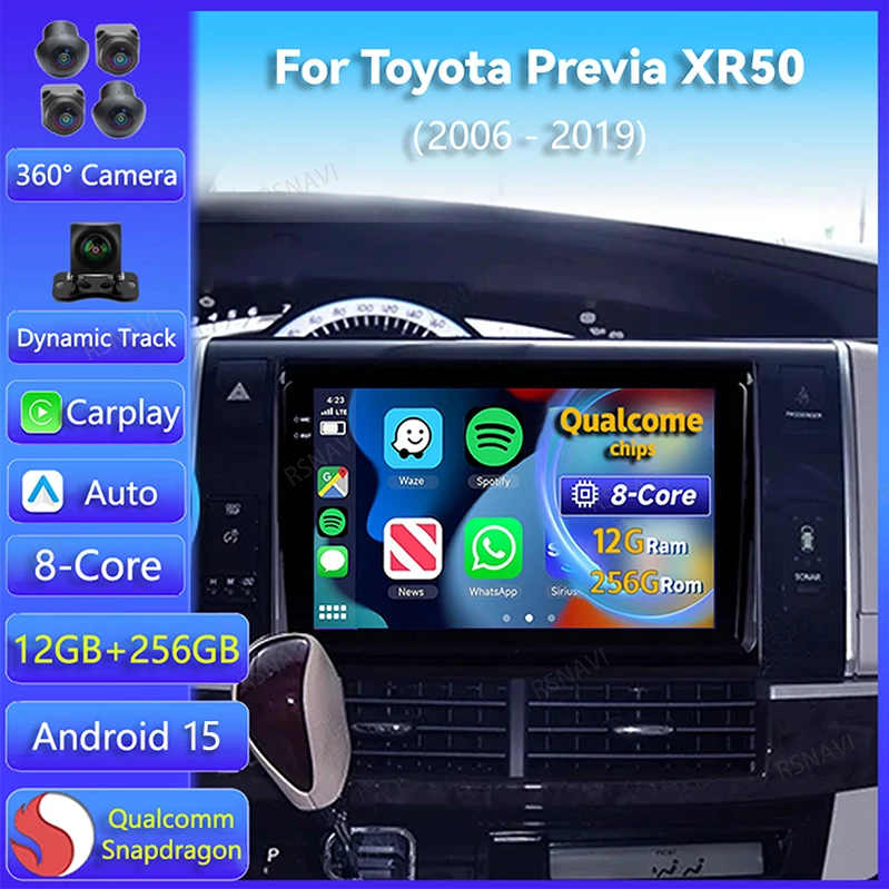 Reproductor Android Auto 2 DIN para Toyota Previa XR50 2006-2019