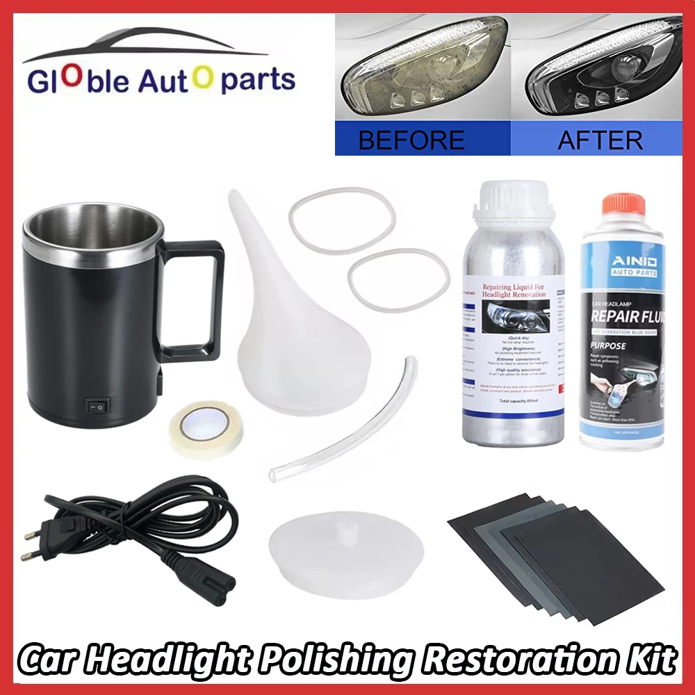 Kit Restauración Faros Coche con Pulimento y Quita Rayas