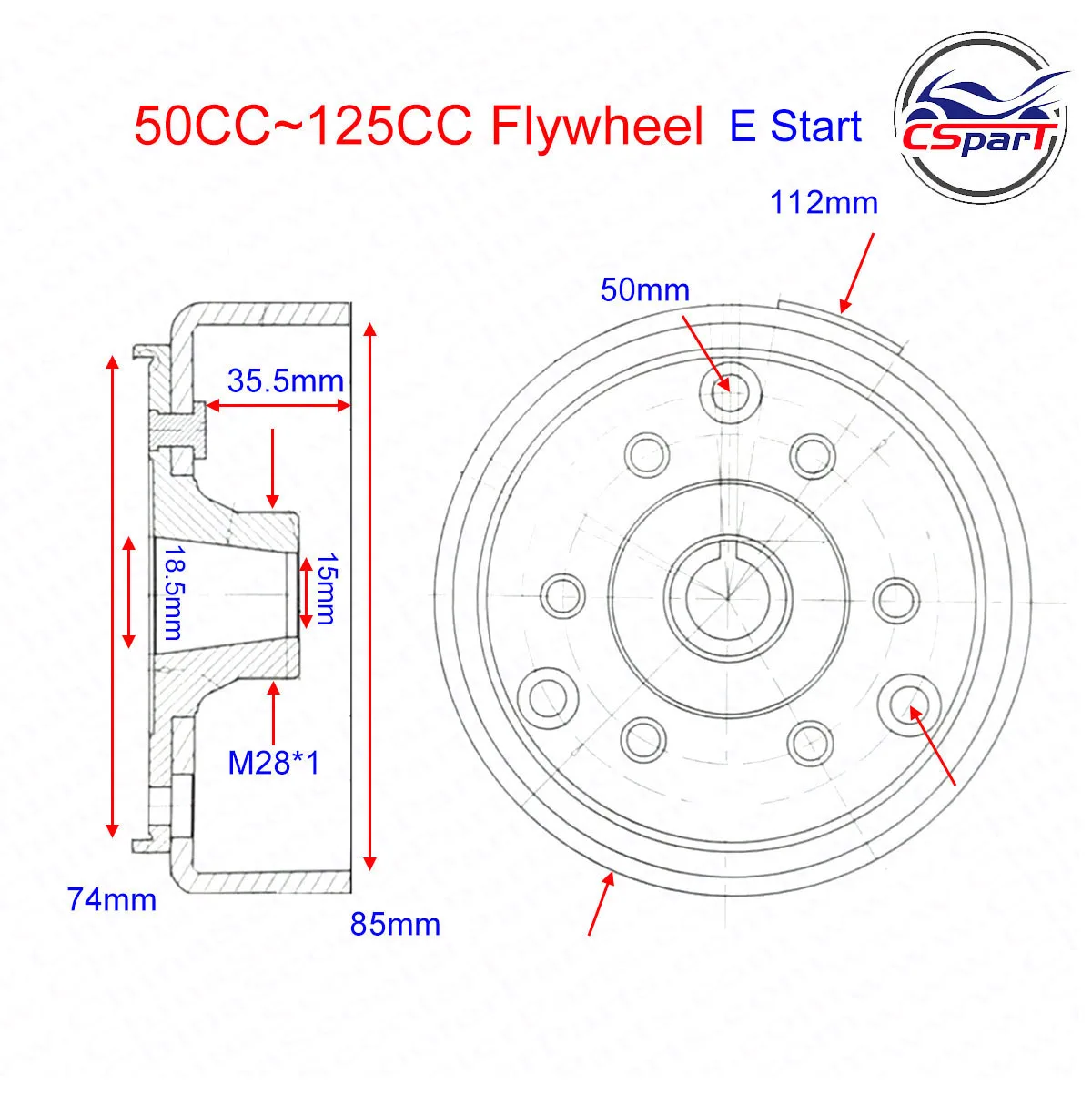 Volante de inercia MagnetoRotor para pit bike ATV Lifan ZongShen Taotao - imagen 3
