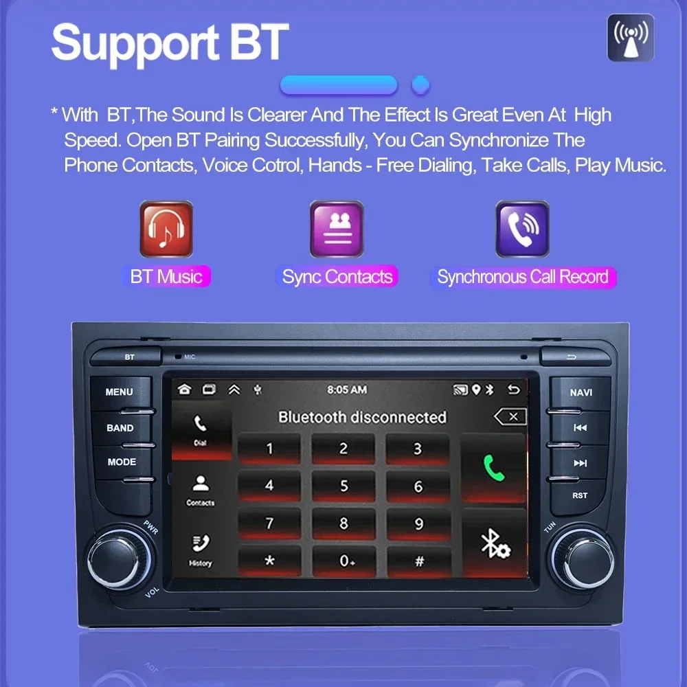 Radio Android 2DIN con CarPlay para Audi A4 B6/B7 S4 RS4 – Navegación - imagen 5
