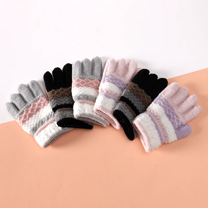 Guantes de punto niños otoño invierno – rayas separados - imagen 2