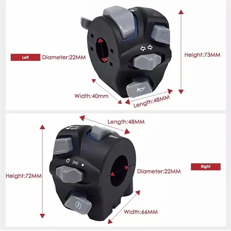 Vista de la parte trasera del interruptor de manillar AB56