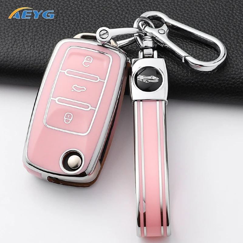 Para VW Bora Polo Tiguan Jetta Passat B5 B6 B7 Golf Beetle para Skoda Octavia TPU funda para llave de coche carcasa completa para Volkswagen - imagen 3