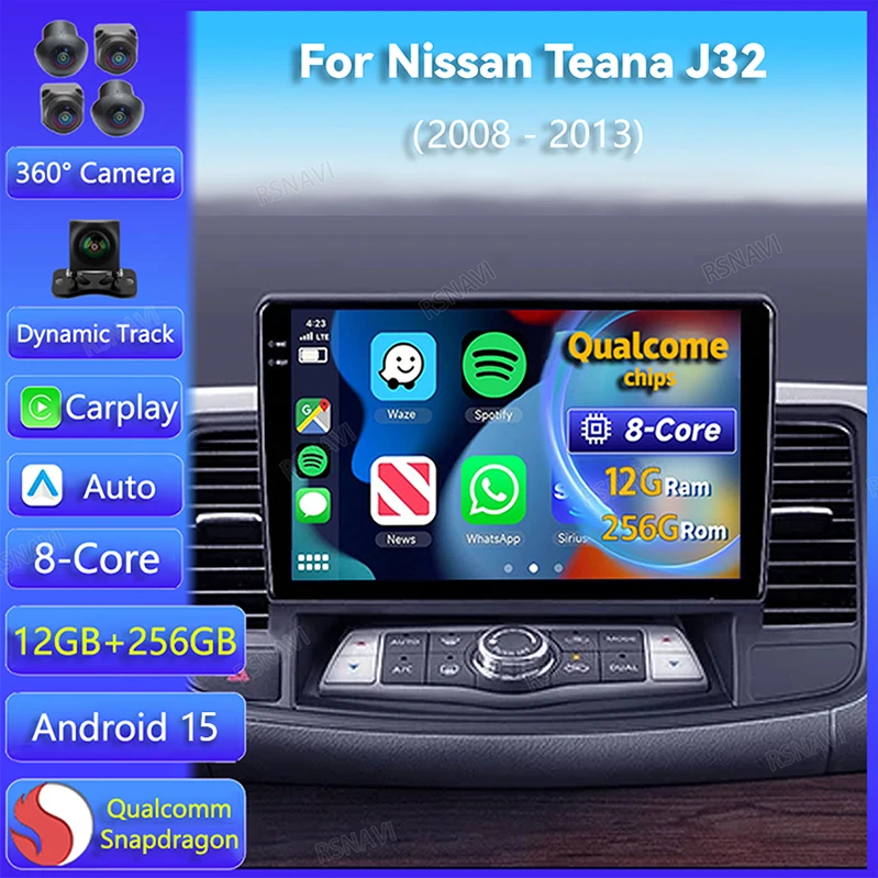 Radio GPS Android 15 con CarPlay para Nissan Teana J32 2008-2013