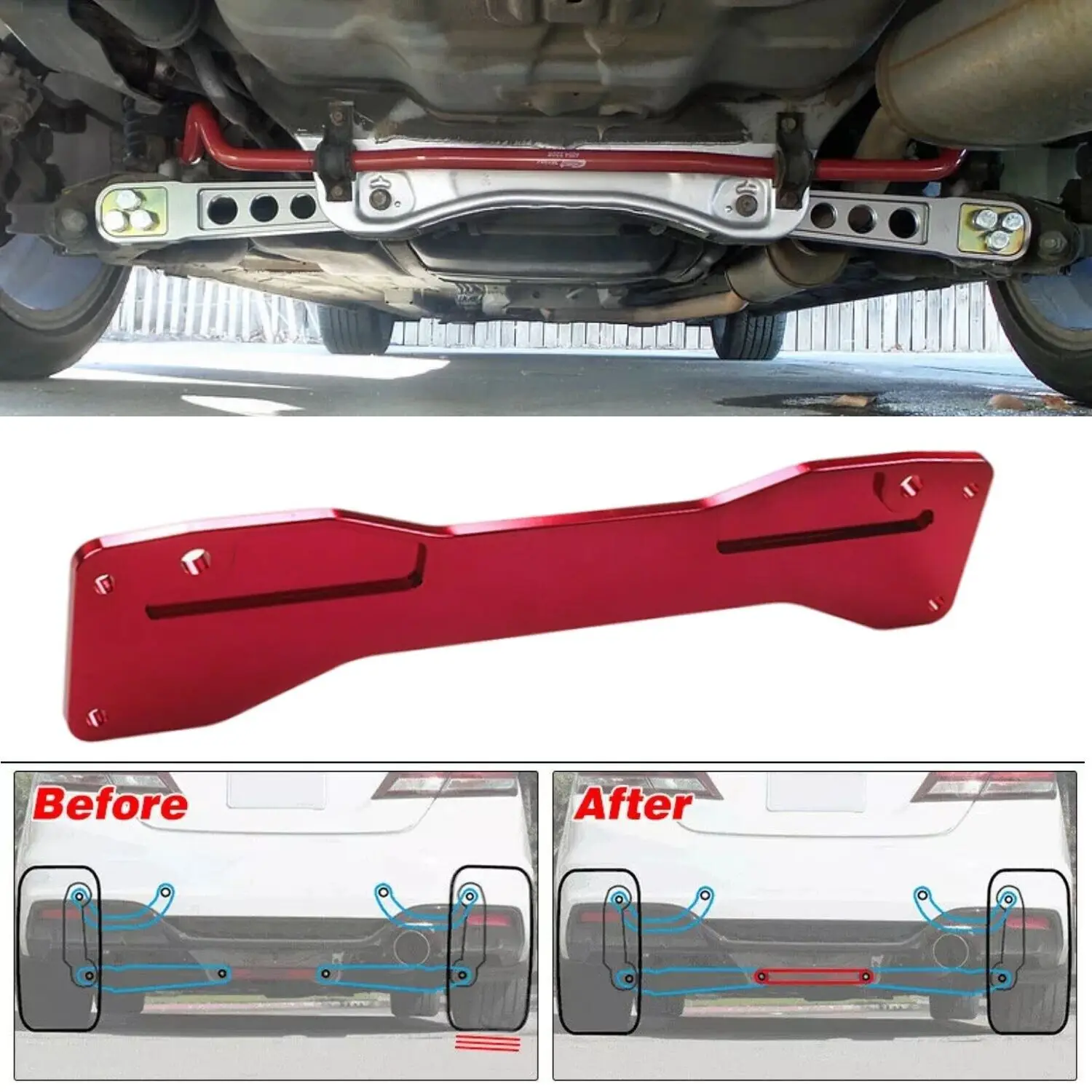 Placa refuerzo puntal submarco trasero aluminio – Civic EP3/RSX DC5 - imagen 4