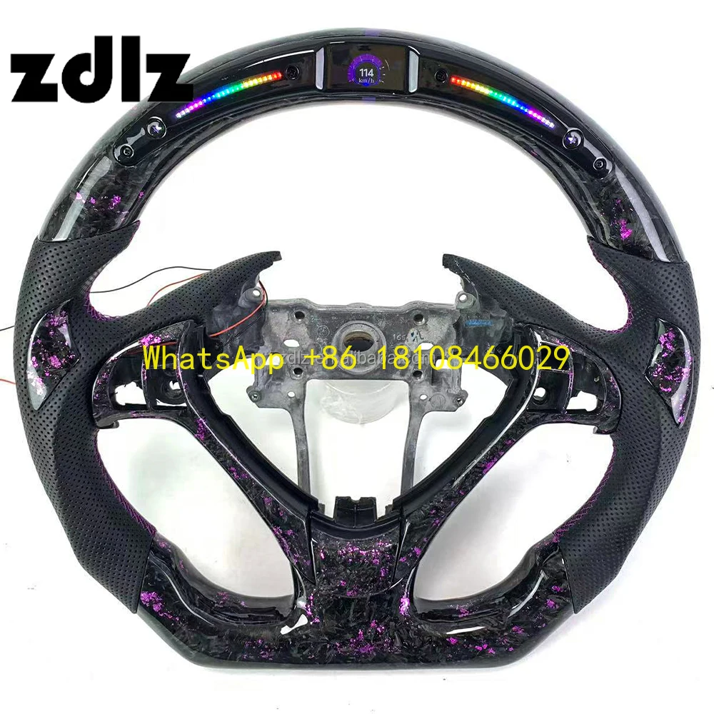 Volante de fibra de carbono forjado púrpura con LED – Acura TLX/MDX