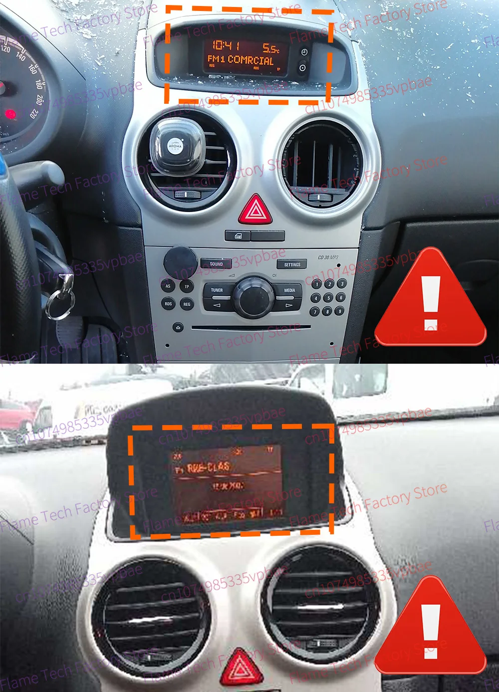 Vista frontal de la radio multimedia 2 DIN para Opel Corsa D