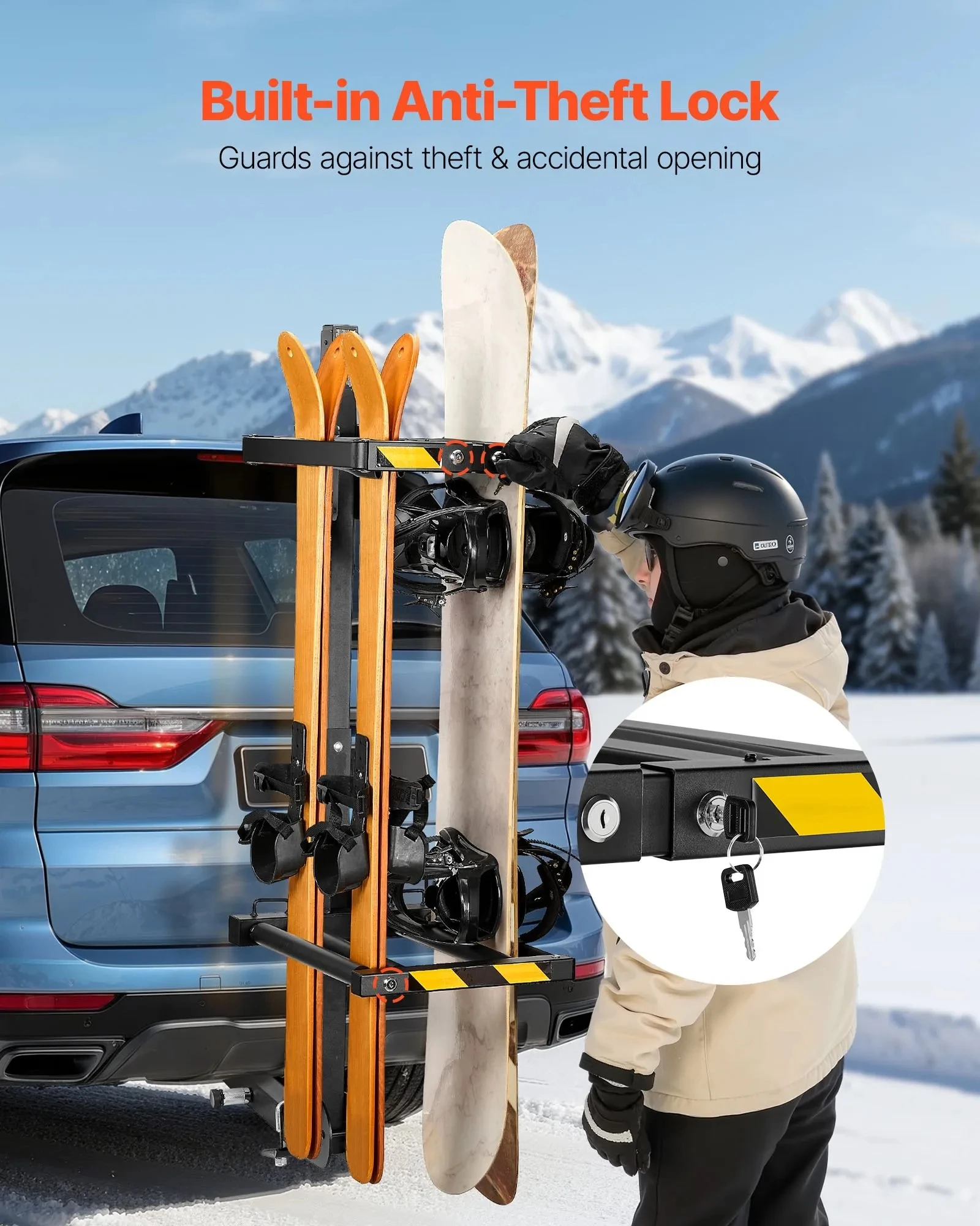 Portaesquís y snowboard plegable para enganche de 2 pulgadas - imagen 2