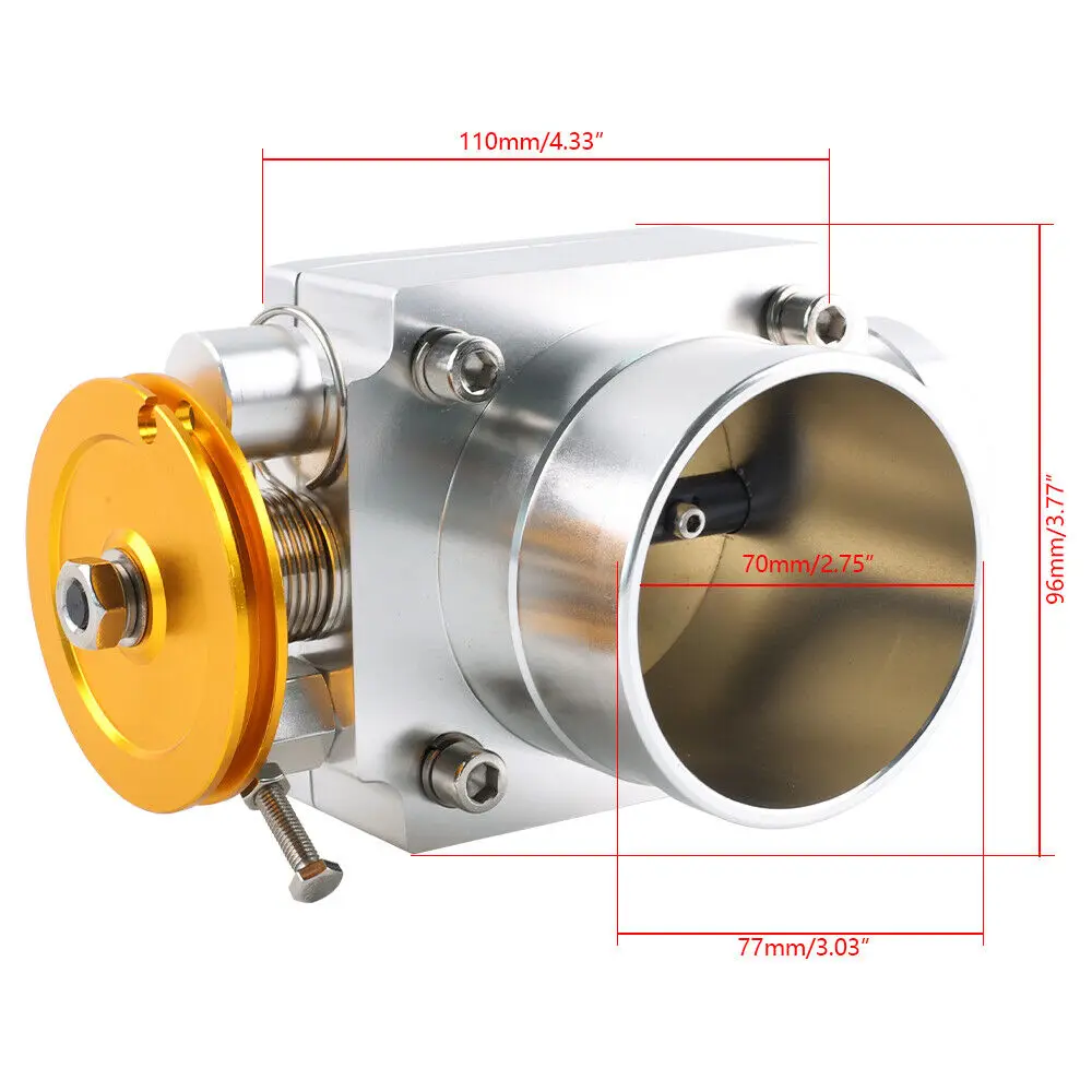 Colector de admisión alto flujo universal 70 mm Billet plateado - imagen 3