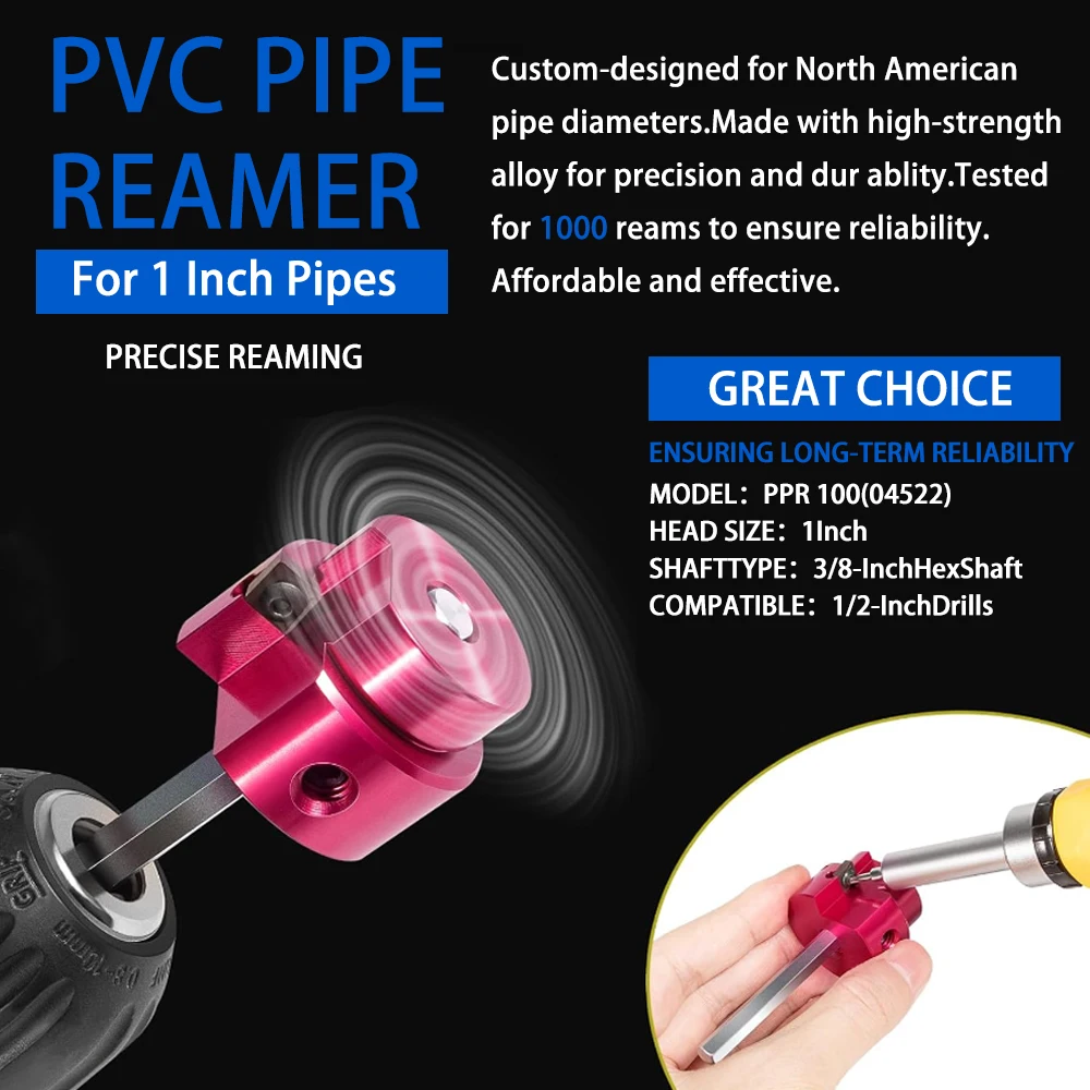 Escariador para tubería de PVC con eje hexagonal de 3/8 pulgadas - imagen 2