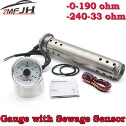Medidor nivel aguas residuales 52mm con sensor y LED 8 colores