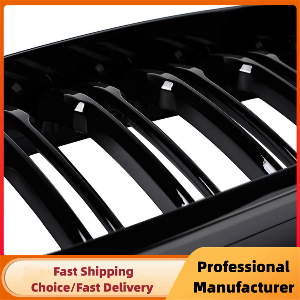 Rejilla de carreras de doble listón para parachoques delantero, para BMW E46, 2 puertas, Coupe Cabriolet 2003-2006, 1 par, parrilla de riñón de coche negra brillante - imagen 5