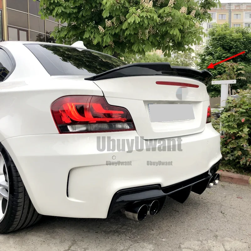 Para BMW Serie 1 E82 1M Coupe 2008-2012 ABS alerón trasero ala de coche con apariencia de carbono alerón de cubierta trasera negro brillante - imagen 2