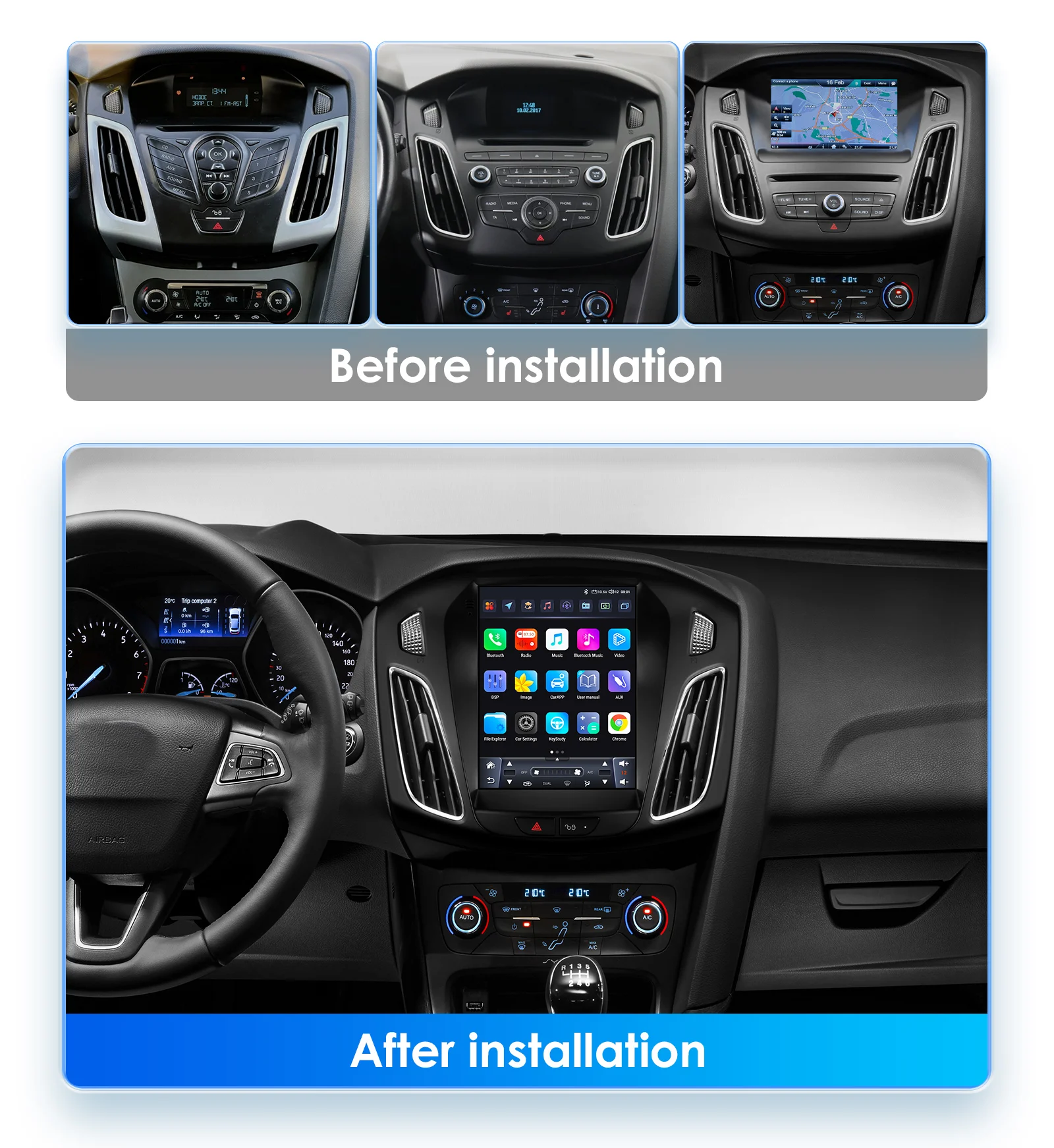 Radio Android Hizpo con CarPlay inalámbrico para Ford Focus III - imagen 2