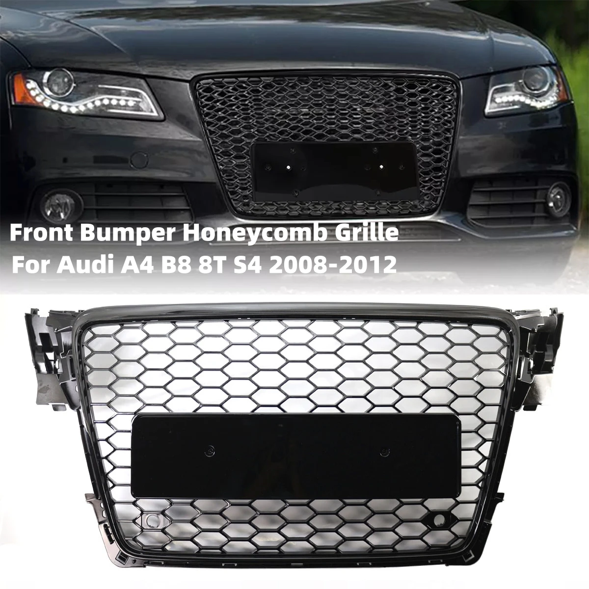 Rejilla parachoques RS4 Audi A4 B8 8T negro brillante 2008-2012