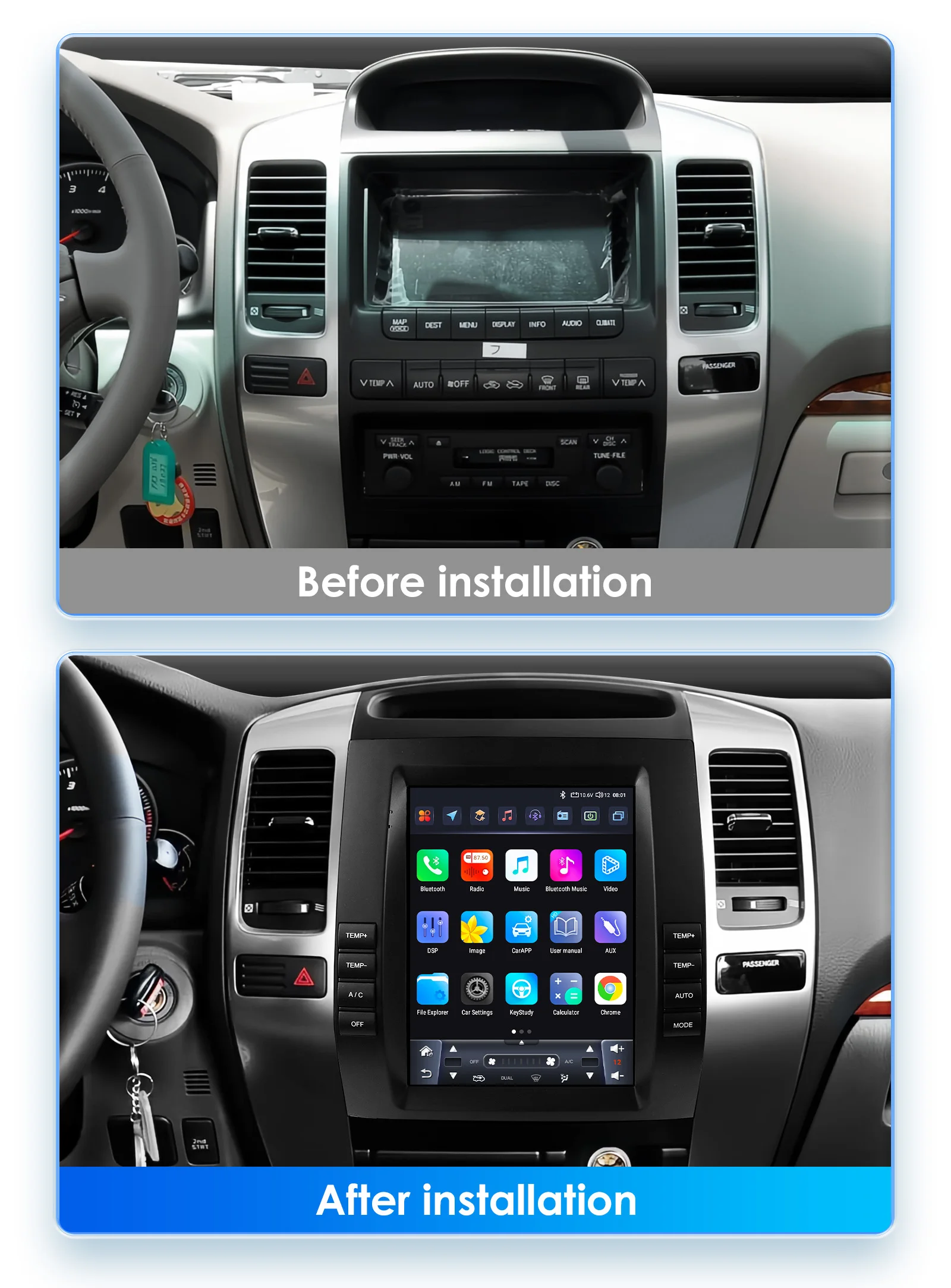 Hizpo Radio 2 DIN GPS con CarPlay para Toyota Prado 120 - imagen 3