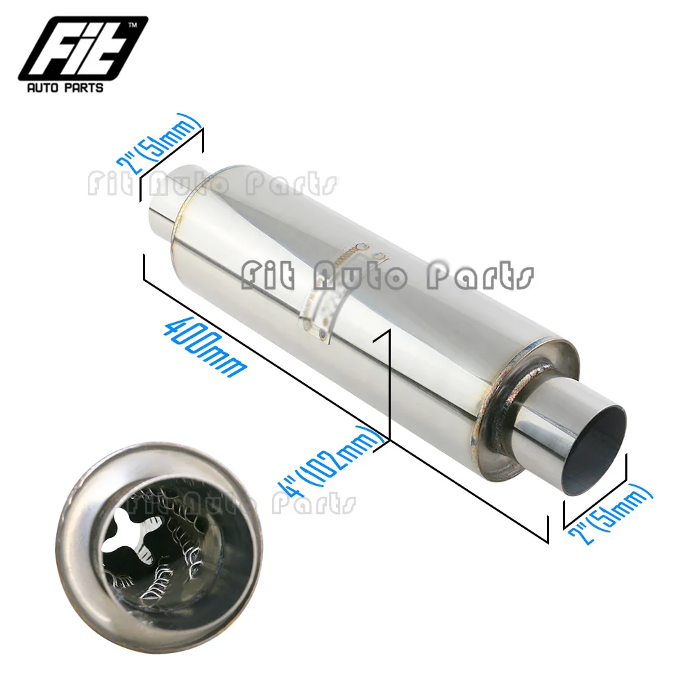 Silenciador de tubo de escape de acero inoxidable, resonador recto en espiral, reduce el sonido, universal, 2 y 2,5 pulgadas - imagen 5