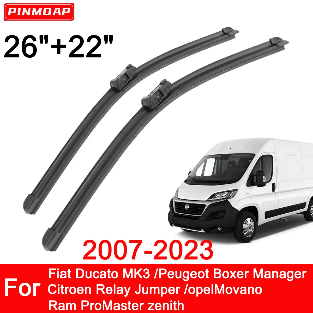 Escobillas limpiaparabrisas 26/22 para Fiat Ducato, Boxer y Jumper