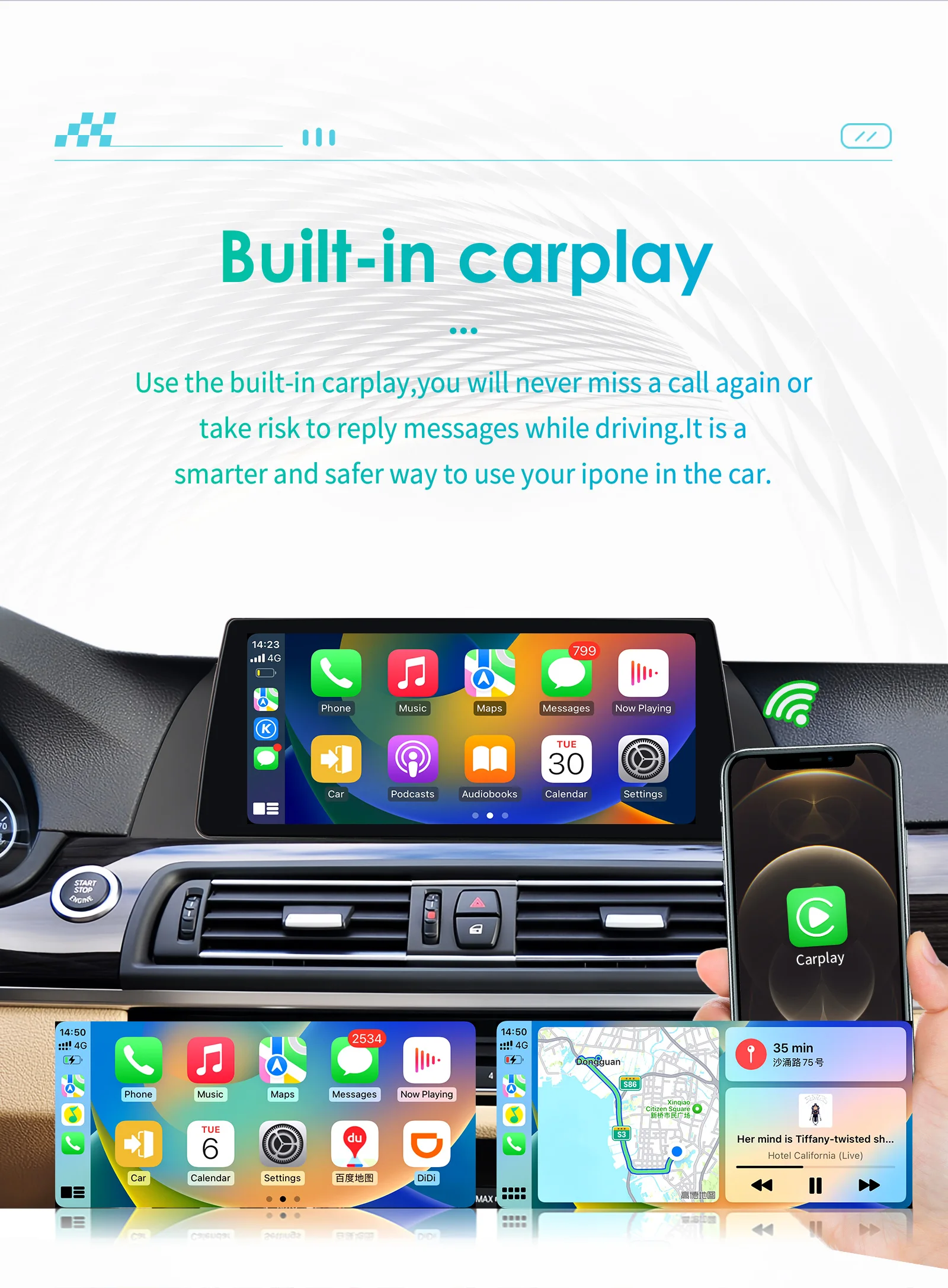 Radio Android BMW Serie 5 F10/F11 CIC NBT con CarPlay 4G - imagen 4
